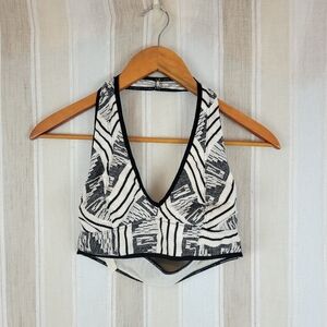 Intimately Free People Halter Bralette Bra Size Medium Black‎ White
